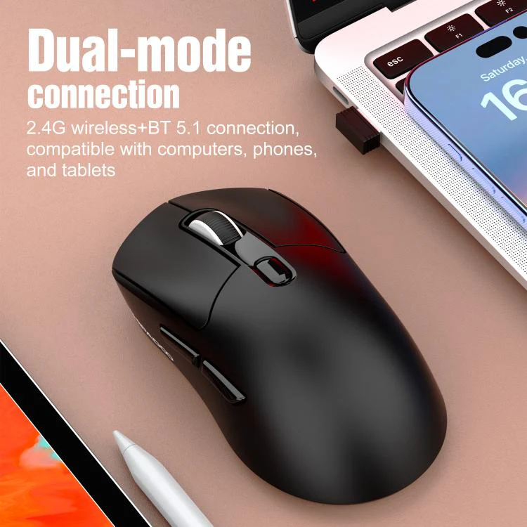 SHIPADOO A7 2.4GHzx Wireless BT Dual-Mode Mouse(Rose Red) - Image 3