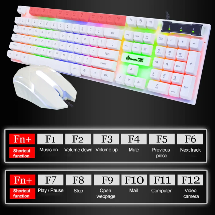 SHIPADOO D280 Wired RGB Backlight Mechanical Feel Suspension Keyboard + 3D Cool Mouse Kit for Laptop, PC(Black) - Image 4