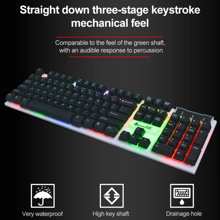 SHIPADOO D280 Wired RGB Backlight Mechanical Feel Suspension Keyboard + 3D Cool Mouse Kit for Laptop, PC(Black) - Image 5