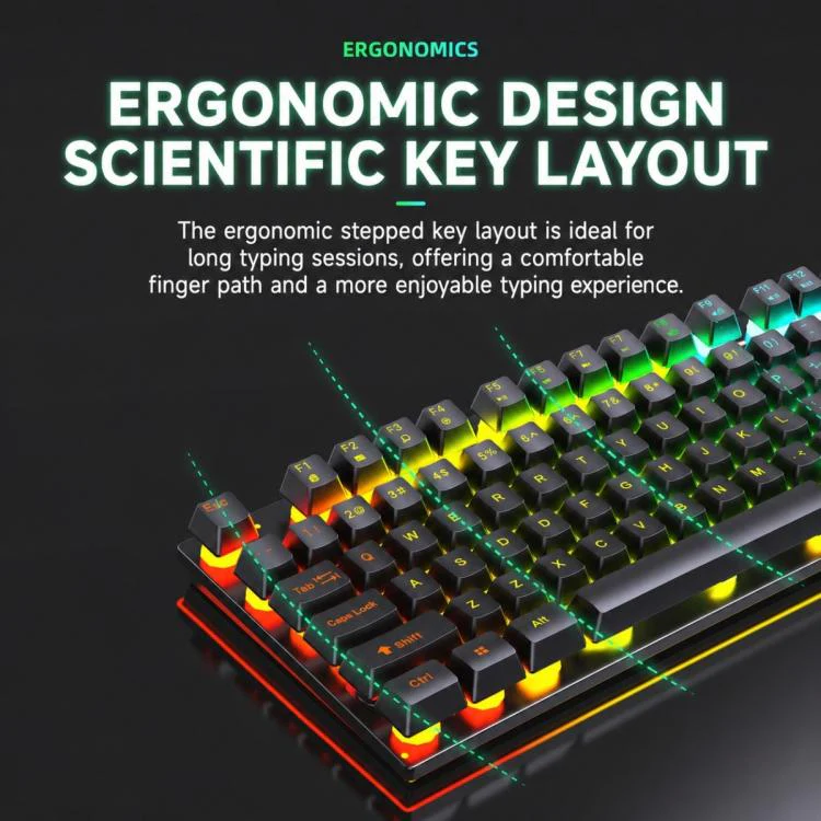 SHIPADOO D500 Colorful Illuminated Wired Keyboard Mouse Set(White) - Image 3