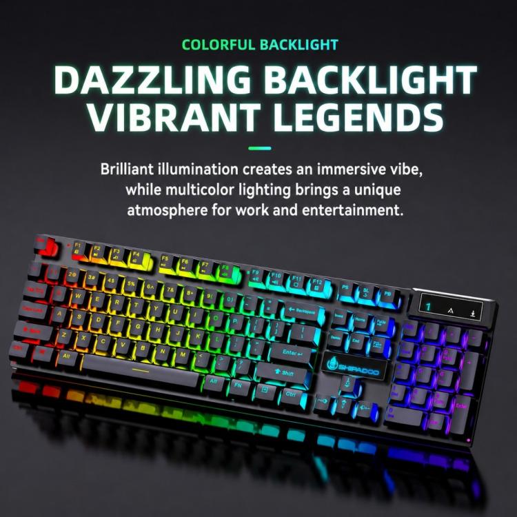 SHIPADOO D500 Colorful Illuminated Wired Keyboard Mouse Set(Word Transparency) - Image 2