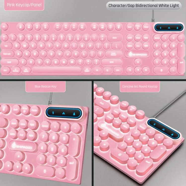 SHIPADOO D500 Punk Style Colorful Backlit Wired Keyboard Mouse Set(Black) - Image 3