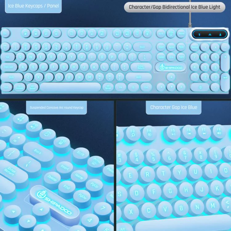 SHIPADOO D500 Punk Style Colorful Backlit Wired Keyboard Mouse Set(White) - Image 4