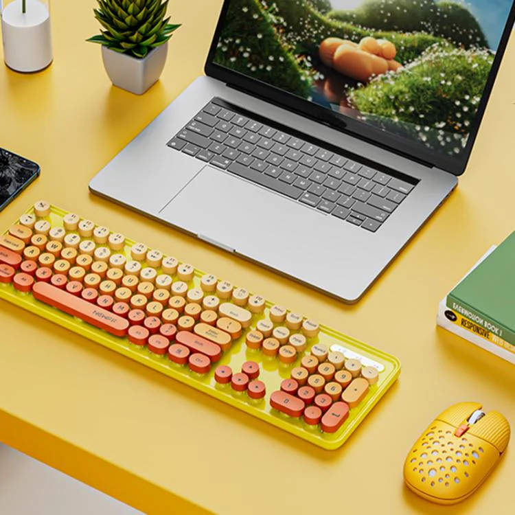 SHIPADOO EF128 2.4G 4800 DPI Wireless Keyboard Mouse Set, Color Mixing Series(Yellow)