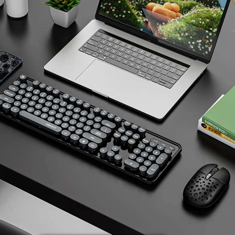 SHIPADOO EF128 2.4G 4800 DPI Wireless Keyboard Mouse Set, Solid Color Series(Black)