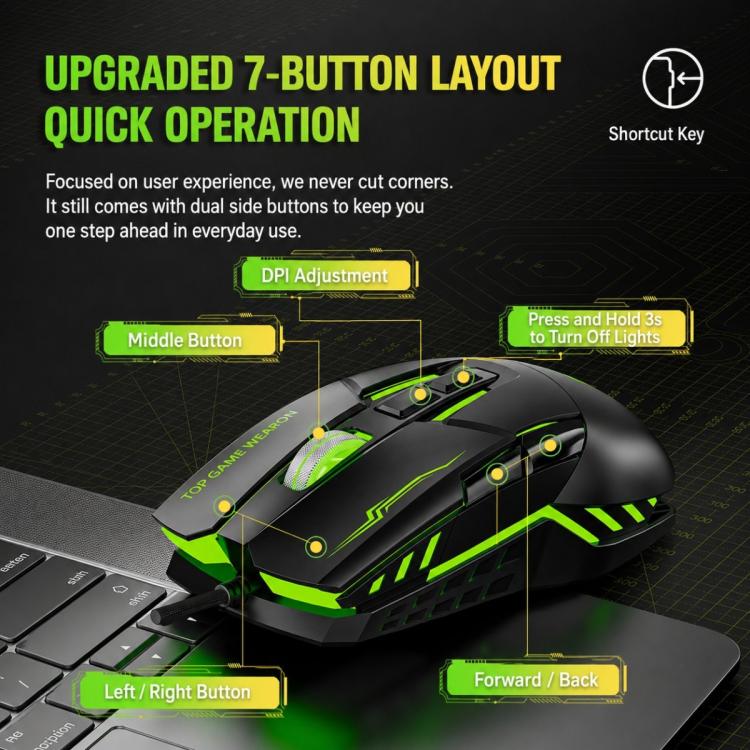 SHIPADOO G7 7D 8800DPI Gaming Colorful USB Wired Mouse(Black) - Image 10
