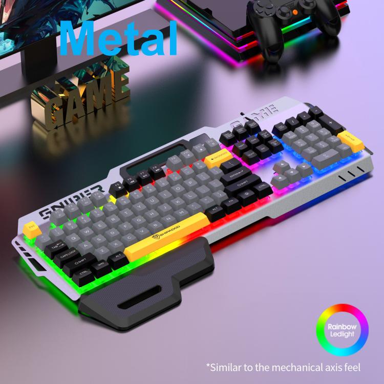 SHIPADOO GK50 Tri-color Block RGB Metal Cover Suspended Wired Gaming Keyboard(Glacier Purple) - Image 4