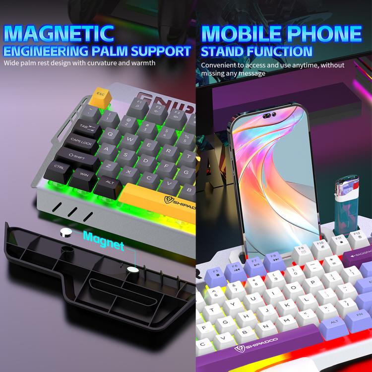 SHIPADOO GK50 Tri-color Block RGB Metal Cover Suspended Wired Gaming Keyboard(Glacier Purple) - Image 8