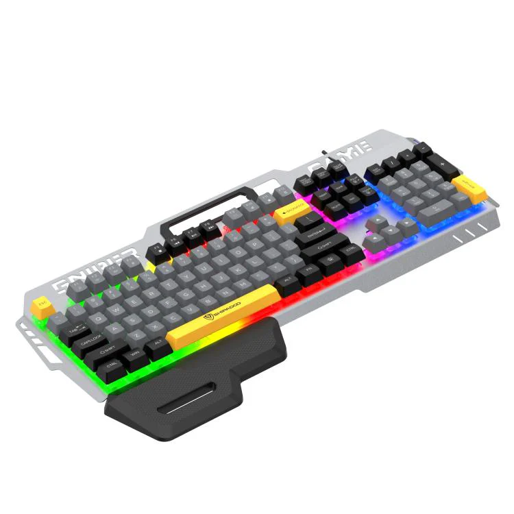 SHIPADOO GK50 Tri-color Block RGB Metal Cover Suspended Wired Gaming Keyboard(Modern Grey) - Image 2
