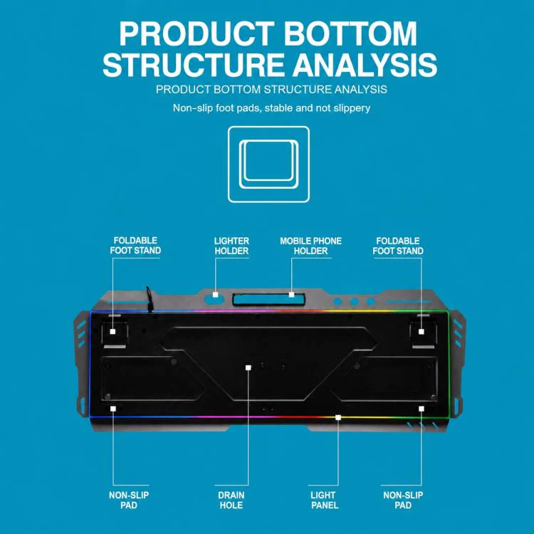 SHIPADOO GK70 Chicken Version Wired RGB Floating Detachable Hand Rest Character Rainbow Translucent Gaming Keyboard - Image 13