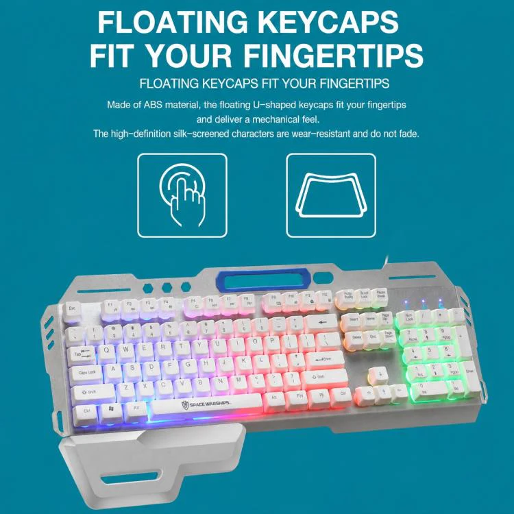 SHIPADOO GK70 Wired RGB Floating Detachable Hand Rest Gap Rainbow Translucent Gaming Keyboard(Black) - Image 12