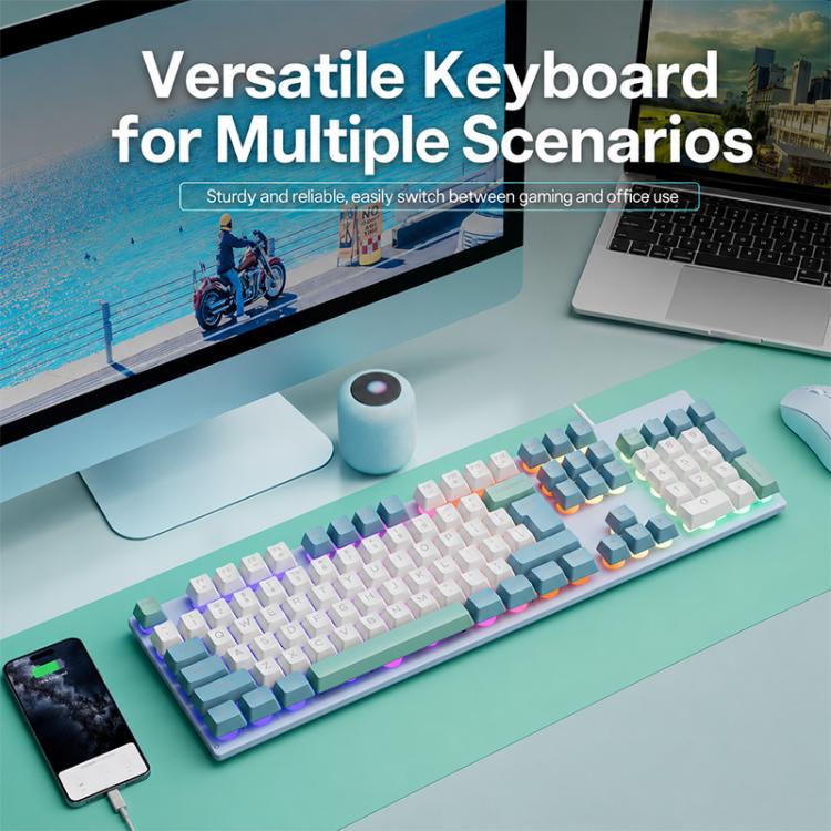 SHIPADOO GK80 104 Keys Mechanical Feel USB Wired Keyboard(Black) - Image 2
