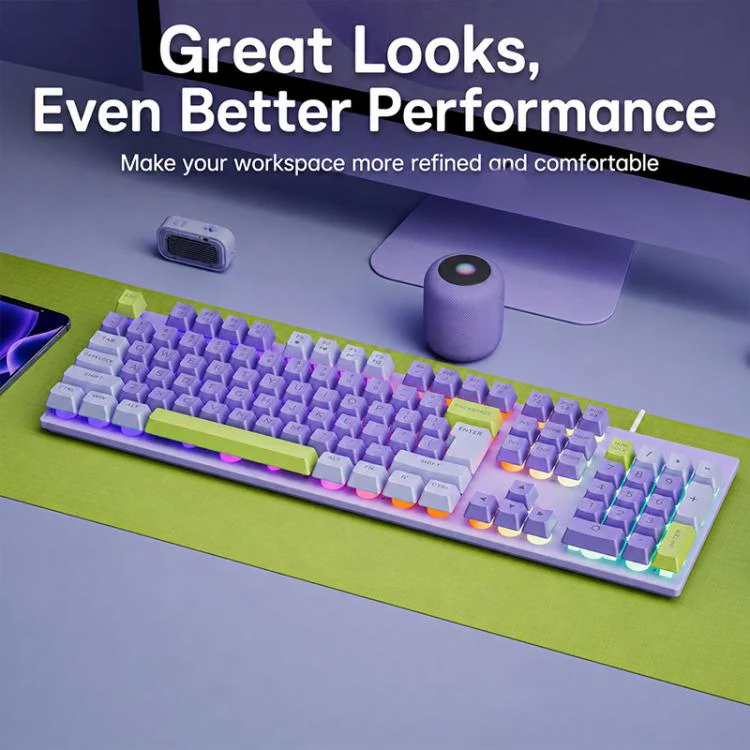 SHIPADOO GK80 104 Keys Mechanical Feel USB Wired Keyboard(Purple) - Image 3