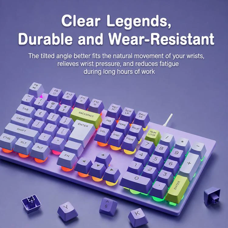 SHIPADOO GK80 104 Keys Mechanical Feel USB Wired Keyboard(Purple) - Image 6