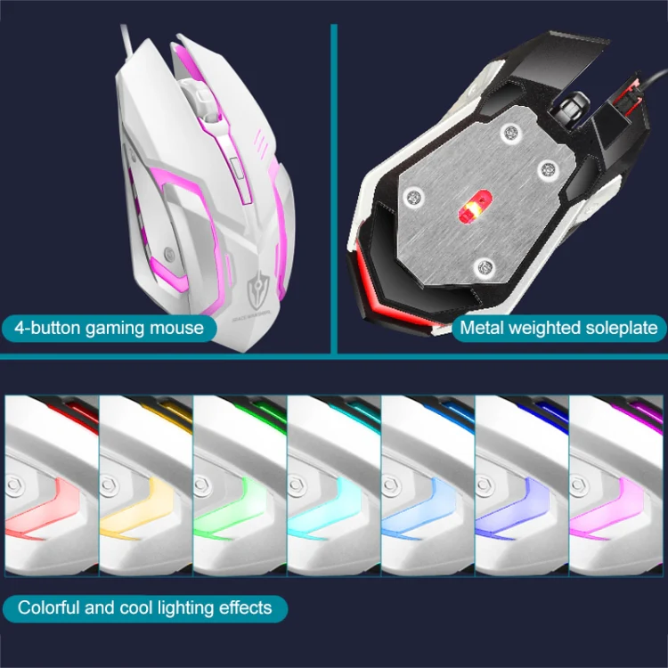 SHIPADOO GT500 1000 DPI 104-key Wired RGB Gaming Color Backlight Metal Feel Suspension Keyboard Mouse Kit for Laptop, PC(Black) - Image 6