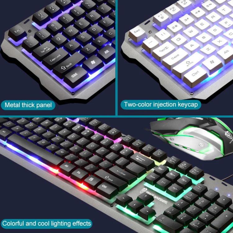 SHIPADOO GT500 1000 DPI 104-key Wired RGB Gaming Color Backlight Metal Feel Suspension Keyboard Mouse Kit for Laptop, PC(White) - Image 5
