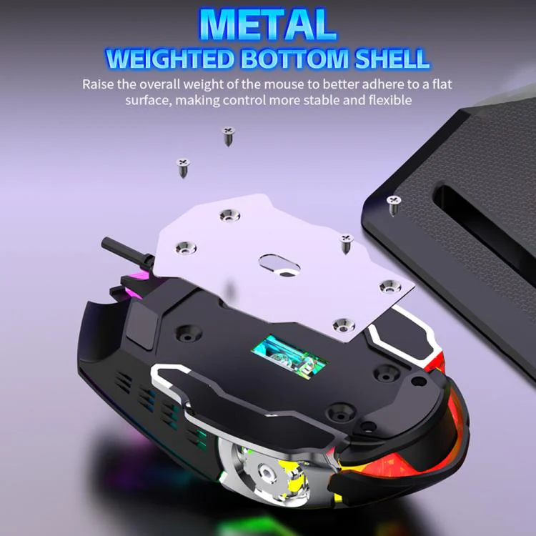 SHIPADOO GT500  Tri-color Block RGB Metal Cover Suspended Wired Gaming Keyboard with Mouse(Modern Grey) - Image 11