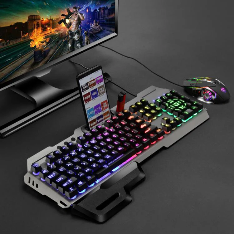 SHIPADOO GT700 Illuminated Wired Gaming Keyboard and 6D 4800DPI Mouse Set, Battle Royale Edition(Black)
