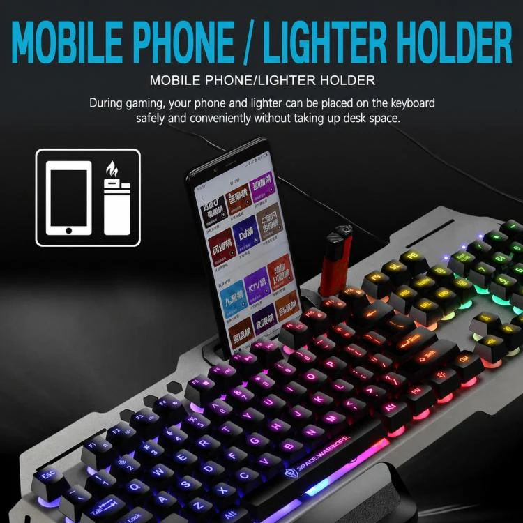 SHIPADOO GT700 Illuminated Wired Gaming Keyboard and 6D 4800DPI Mouse Set, Battle Royale Edition(Black) - Image 10