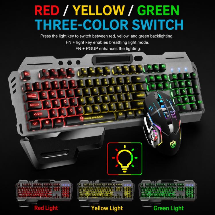 SHIPADOO GT700 Illuminated Wired Gaming Keyboard and 6D 4800DPI Mouse Set, Standard Character Transparent Version(Black Grey) - Image 13