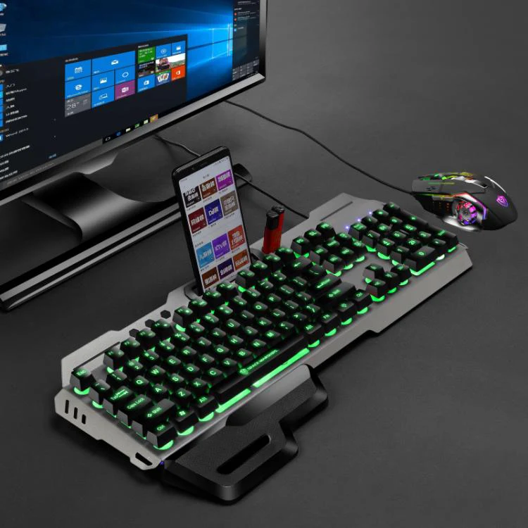 SHIPADOO GT700 Illuminated Wired Gaming Keyboard and 6D 4800DPI Mouse Set, Tri-color Backlight Version(Black)