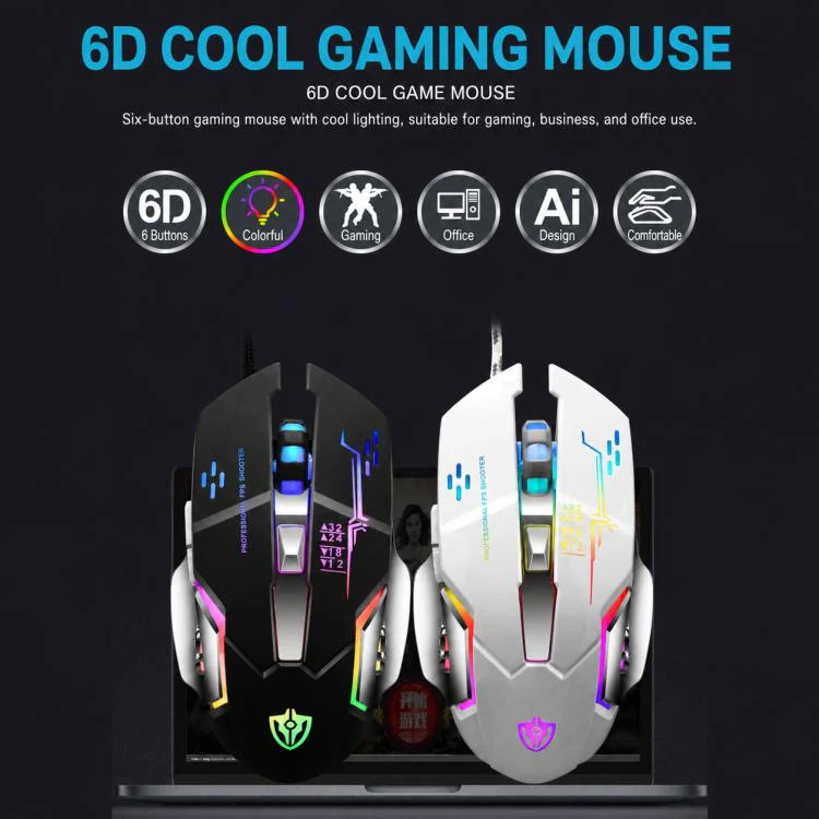 SHIPADOO GT700 Illuminated Wired Gaming Keyboard and 6D 4800DPI Mouse Set, Tri-color Backlight Version(Black) - Image 18