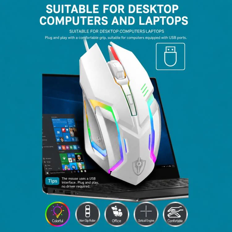 SHIPADOO GT700 Illuminated Wired Gaming Keyboard and 6D 4800DPI Mouse Set, Tri-color Backlight Version(Black) - Image 20