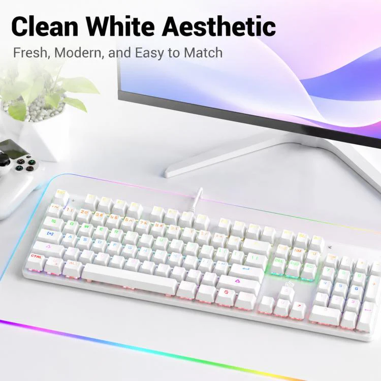 SHIPADOO HJK901-10 RGB Backlight Mechanical USB Wired Keyboard(Pink) - Image 8