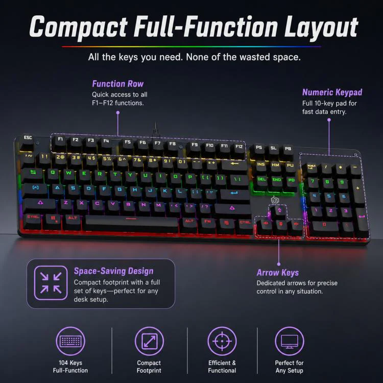 SHIPADOO HJK901-10 RGB Backlight Mechanical USB Wired Keyboard(White) - Image 4