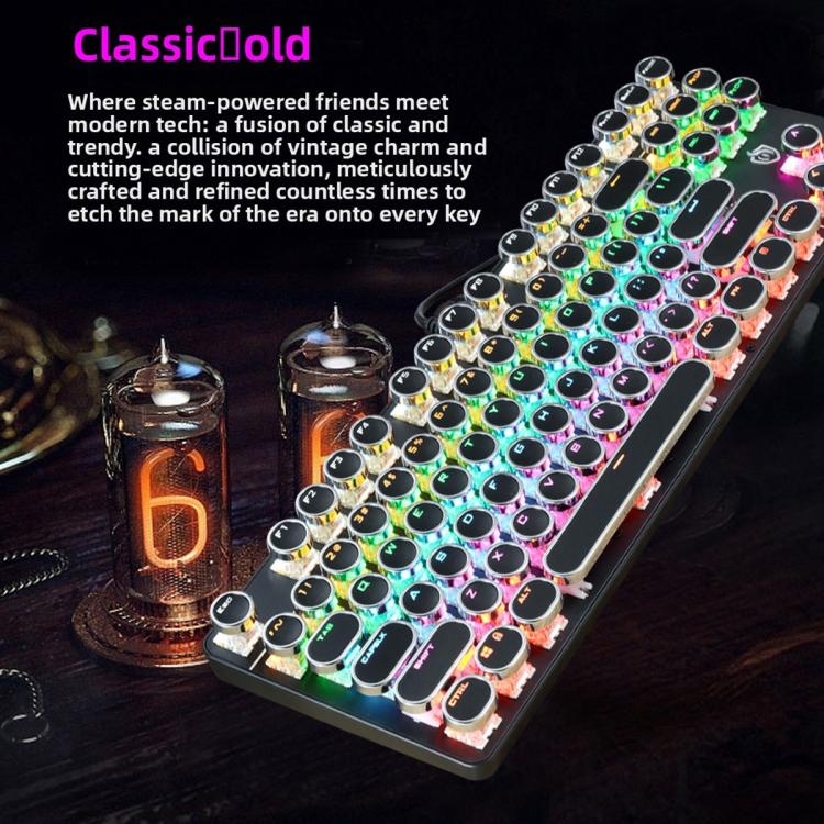 SHIPADOO HJK919-7 Round Keycap RGB Wired Mechanical Keyboard(Black) - Image 10