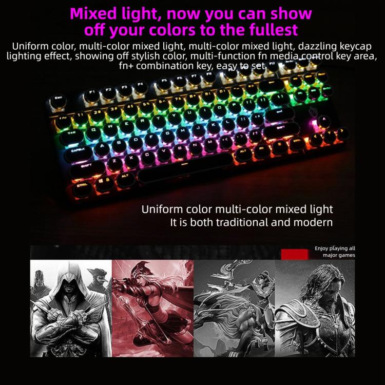 SHIPADOO HJK919-7 Round Keycap RGB Wired Mechanical Keyboard(Black) - Image 12