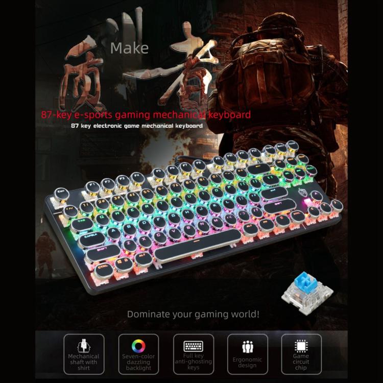 SHIPADOO HJK919-7 Round Keycap RGB Wired Mechanical Keyboard(Black) - Image 3