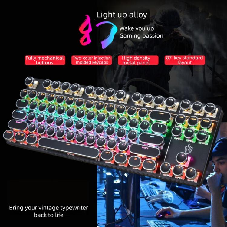 SHIPADOO HJK919-7 Round Keycap RGB Wired Mechanical Keyboard(Black) - Image 4