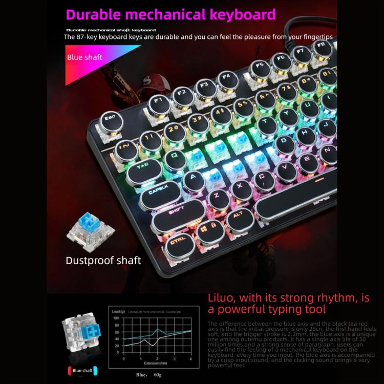SHIPADOO HJK919-7 Round Keycap RGB Wired Mechanical Keyboard(Black) - Image 7