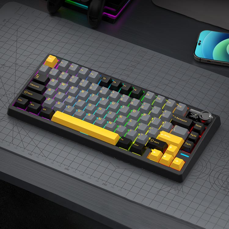 SHIPADOO JK750 Blue Switch RGB 79 Keys Three Modes Mechanical Keyboard(Phantom Black)