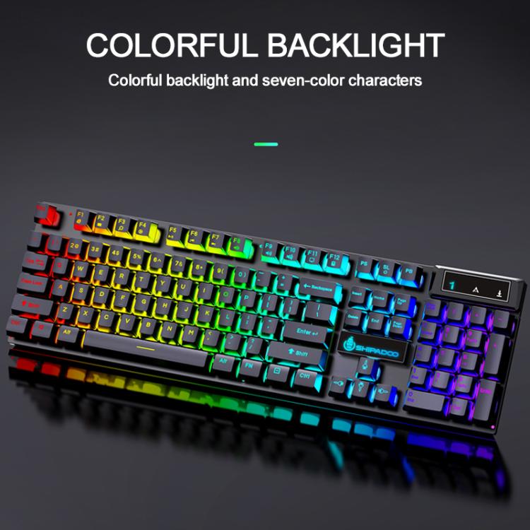 SHIPADOO K500 Floating Square Keycap Colorful Backlight USB Wired Keyboard(White) - Image 2