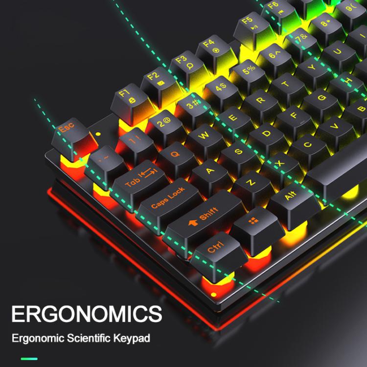 SHIPADOO K500 Floating Square Keycap Colorful Backlight USB Wired Keyboard(White) - Image 4