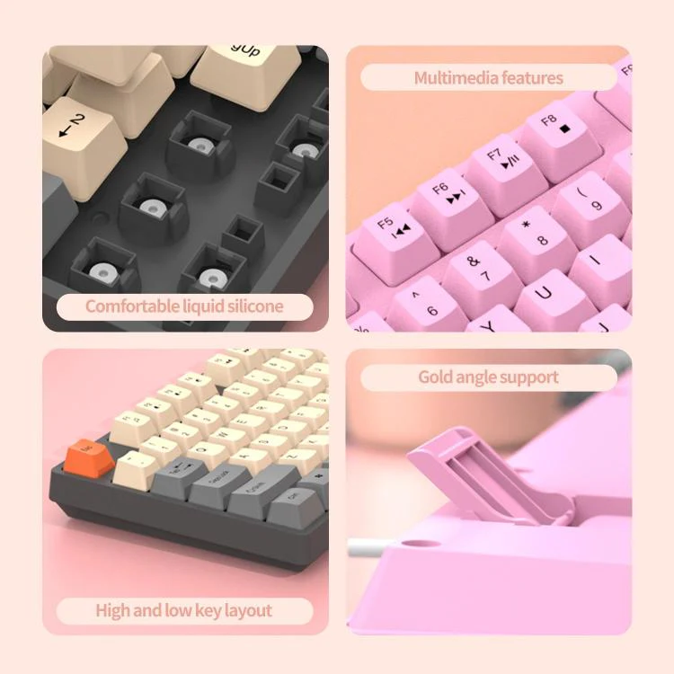 SHIPADOO K600 Wide System Compatibility Ergonomic Wired Keyboard(Pink) - Image 5