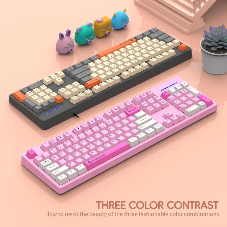 SHIPADOO K600 Wide System Compatibility Ergonomic Wired Keyboard(Pink) - Image 7