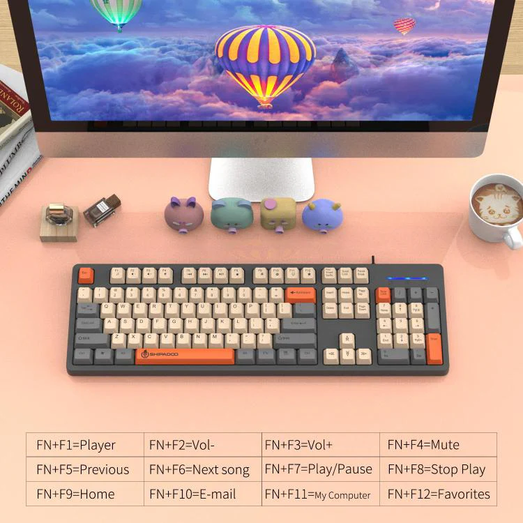 SHIPADOO K600 Wide System Compatibility Ergonomic Wired Keyboard(Pink) - Image 8