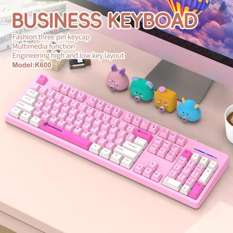 SHIPADOO K600 Wide System Compatibility Ergonomic Wired Keyboard(White) - Image 6
