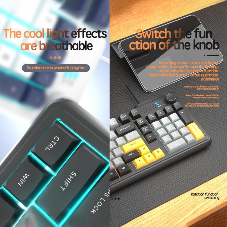 SHIPADOO K700 Wired Knob Switch 98-Key Gaming RGB Keyboard(Milk Tea) - Image 4
