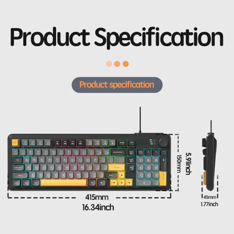 SHIPADOO K700 Wired Knob Switch 98-Key Gaming RGB Keyboard(Milk Tea) - Image 9