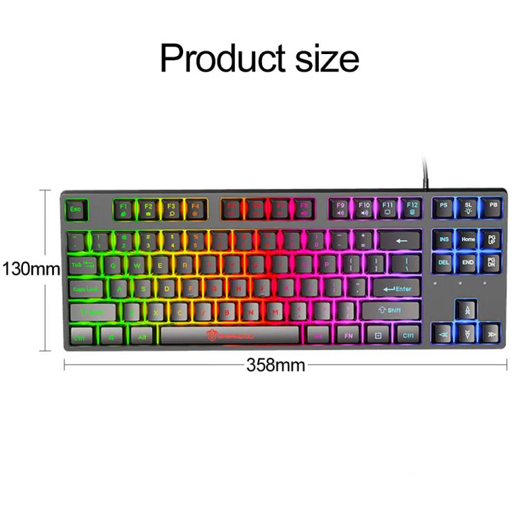 SHIPADOO K87 Mechanical Curved 87 Keys USB Wired Keyboard(Black) - Image 3