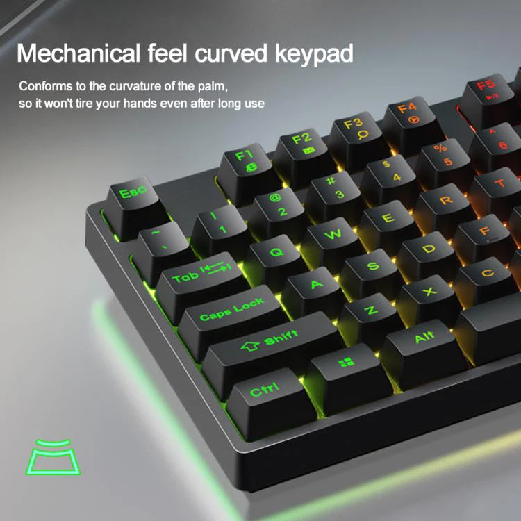 SHIPADOO K87 Mechanical Curved 87 Keys USB Wired Keyboard(Black) - Image 5