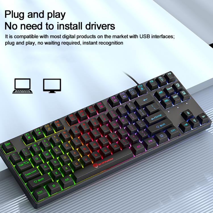 SHIPADOO K87 Mechanical Curved 87 Keys USB Wired Keyboard(Black) - Image 6