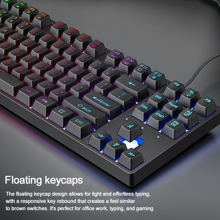 SHIPADOO K87 Mechanical Curved 87 Keys USB Wired Keyboard(Black) - Image 7