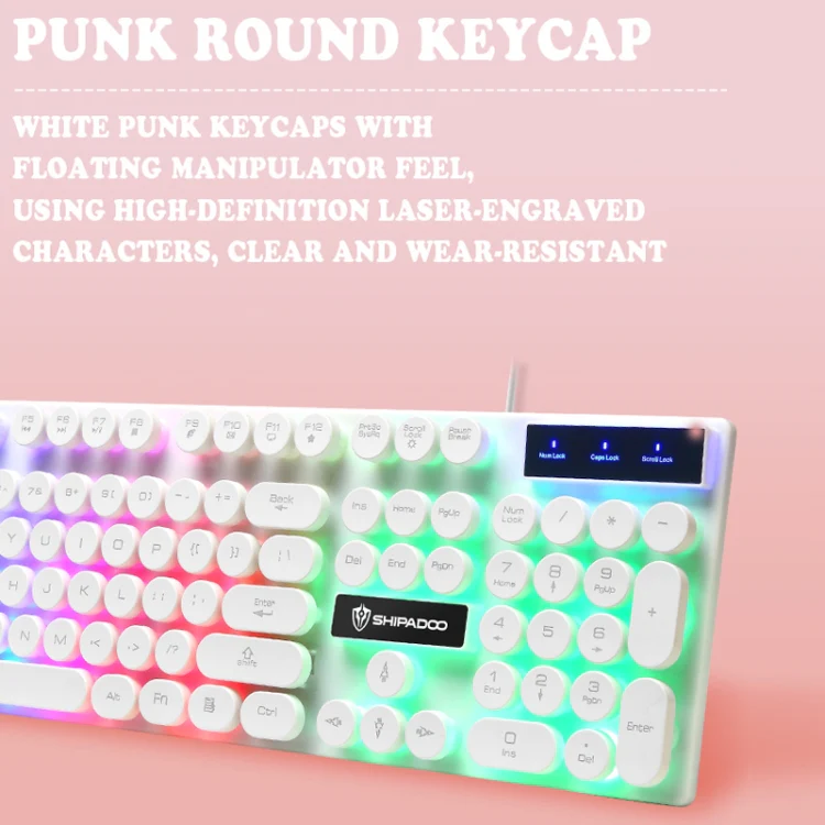 Shipadoo LD-122 4 in 1 Girly Glowing Keyboard + Mouse + Earphone + Mouse Pad Set(Pink Punk) - Image 4