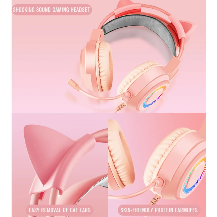 Shipadoo LD-122 4 in 1 Girly Glowing Keyboard + Mouse + Earphone + Mouse Pad Set(Pink Punk) - Image 6