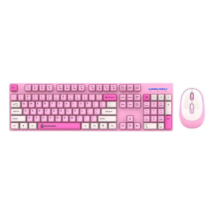 SHIPADOO W1060 2.4G 1600 DPI Wireless Keyboard Mouse Set(Pink)